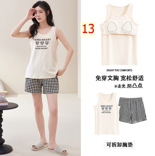 24HH273.16 - BỘ BA LỖ cotton KÈM BRA