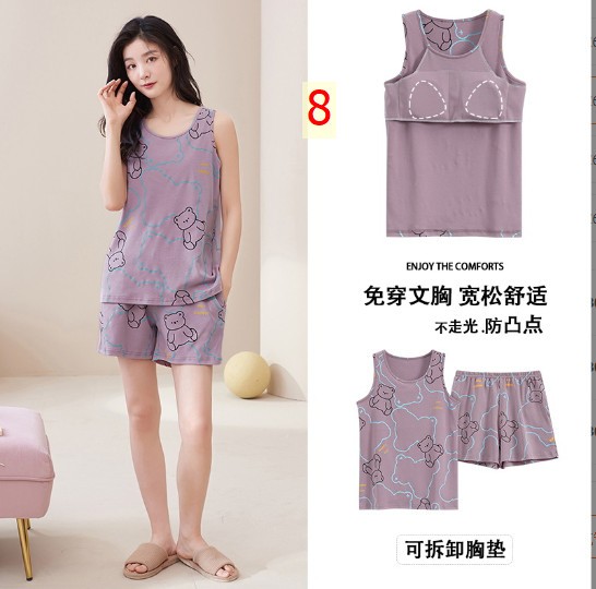 24HH273.16 - BỘ BA LỖ cotton KÈM BRA