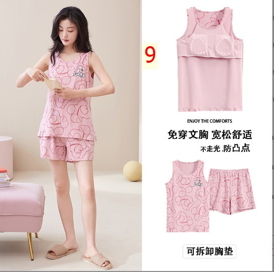 24HH273.16 - BỘ BA LỖ cotton KÈM BRA