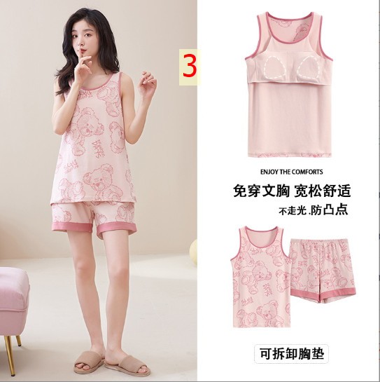 24HH273.16 - BỘ BA LỖ cotton KÈM BRA