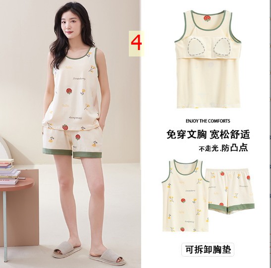 24HH273.16 - BỘ BA LỖ cotton KÈM BRA