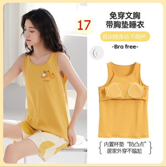 24HH273.16 - BỘ BA LỖ cotton KÈM BRA
