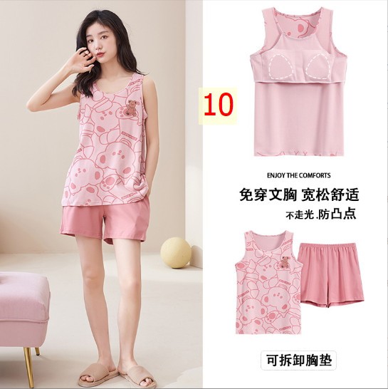 24HH273.16 - BỘ BA LỖ cotton KÈM BRA