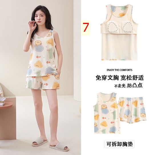 24HH273.16 - BỘ BA LỖ cotton KÈM BRA