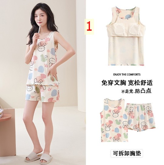 24HH273.16 - BỘ BA LỖ cotton KÈM BRA
