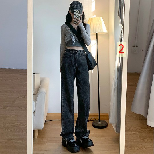 24HH283.08 - JEANS ỐNG SUÔNG CẠP CAO