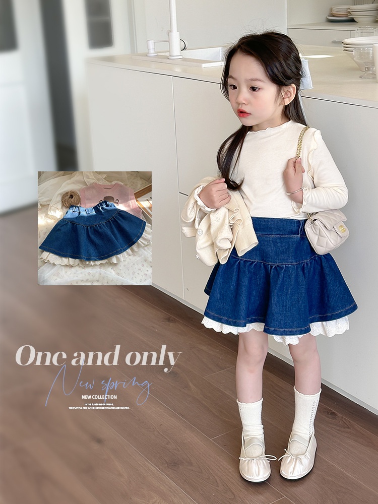 24HA283.07 - CHÂN VÁY JEAN PHỐI REN QCCC