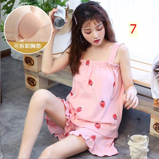 24HH313.02 - SET NGỦ COTTON KÈM BRA