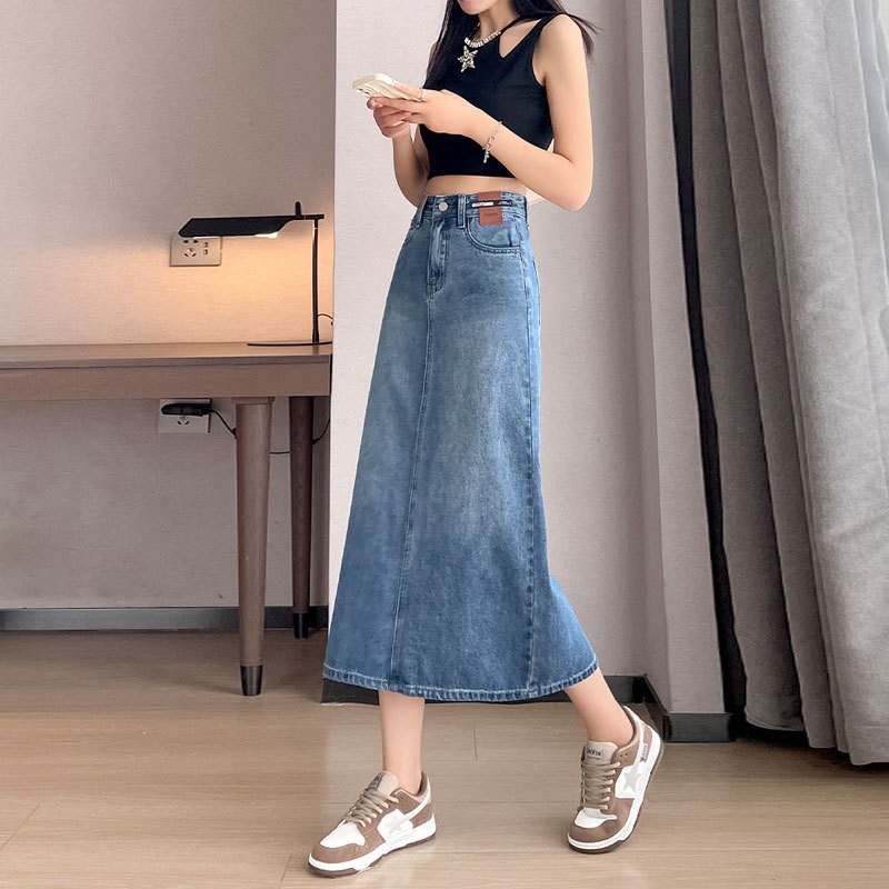 24HH313.04 -CHÂN VÁY JEANS DÁNG DÀI NỮ