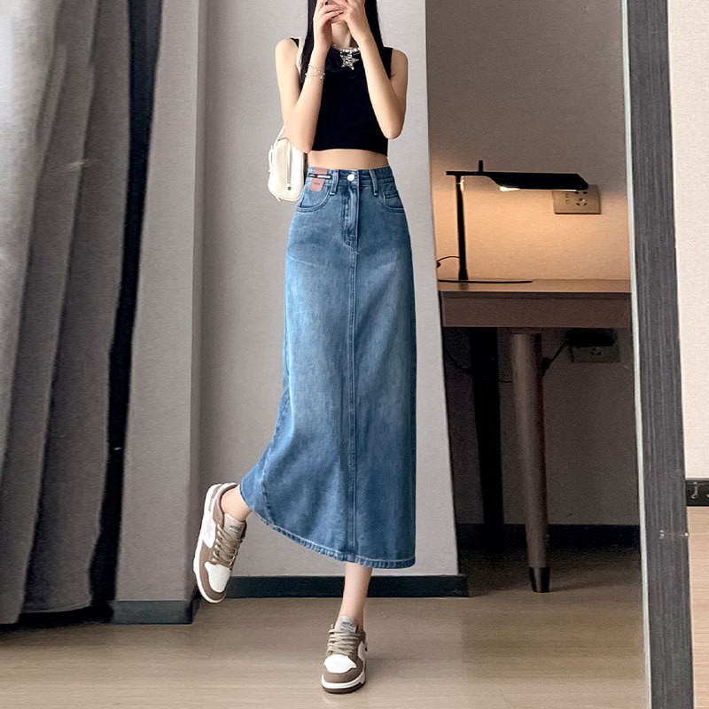 24HH313.04 -CHÂN VÁY JEANS DÁNG DÀI NỮ