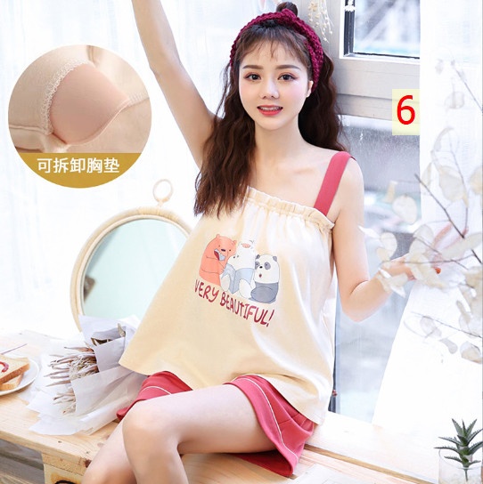 24HH313.02 - SET NGỦ COTTON KÈM BRA