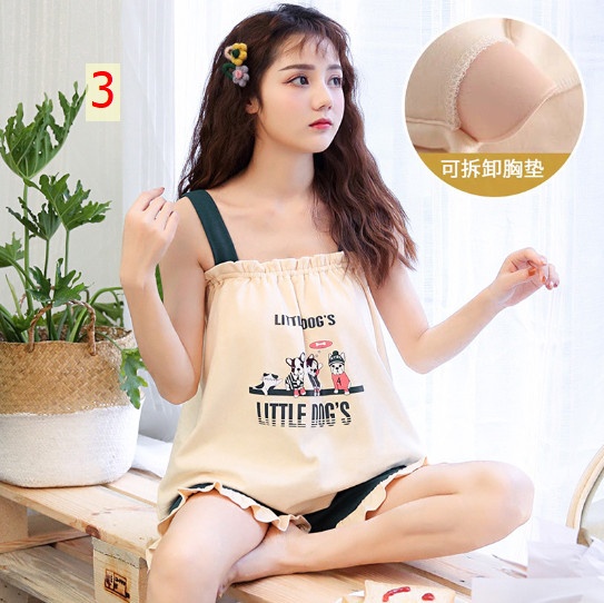 24HH313.02 - SET NGỦ COTTON KÈM BRA