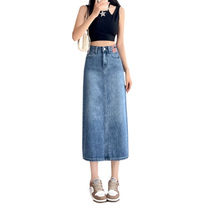 24HH313.04 -CHÂN VÁY JEANS DÁNG DÀI NỮ