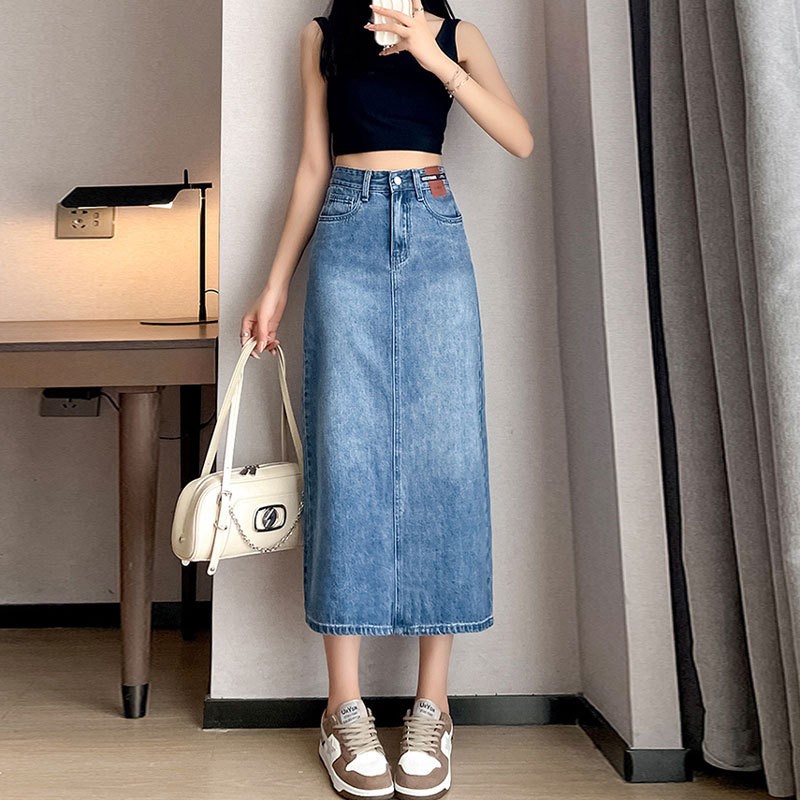 24HH313.04 -CHÂN VÁY JEANS DÁNG DÀI NỮ
