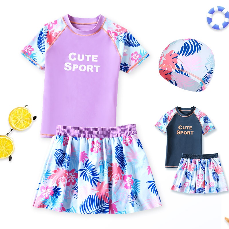 24HA14.07 - SET BỘ BƠI KÈM BRA + MŨ BÉ GÁI