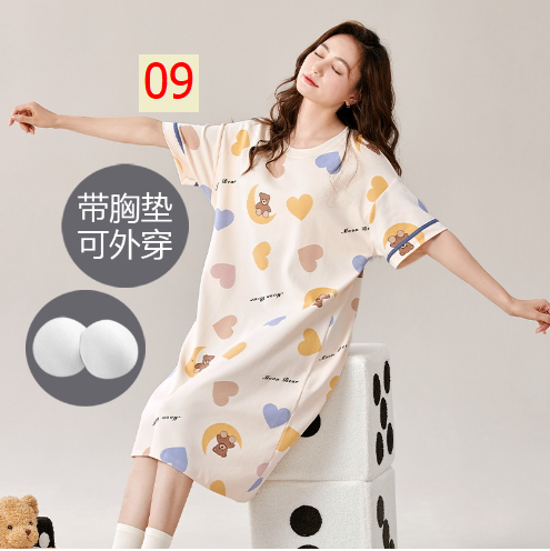 24HH24.10 - VÁY COTTON NỮ CỘC TAY CÓ ĐỆM NGỰC