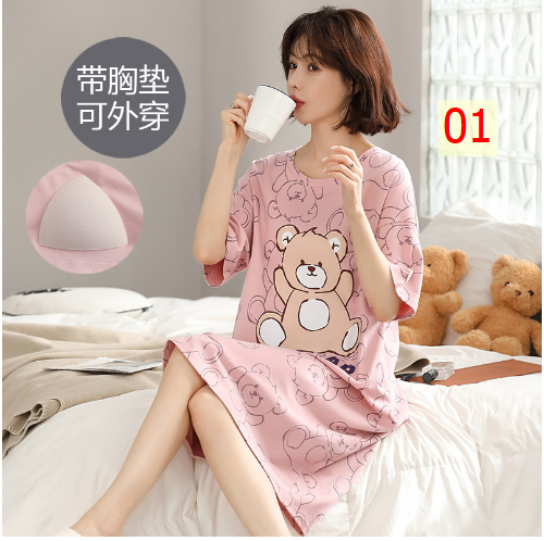 24HH24.10 - VÁY COTTON NỮ CỘC TAY CÓ ĐỆM NGỰC