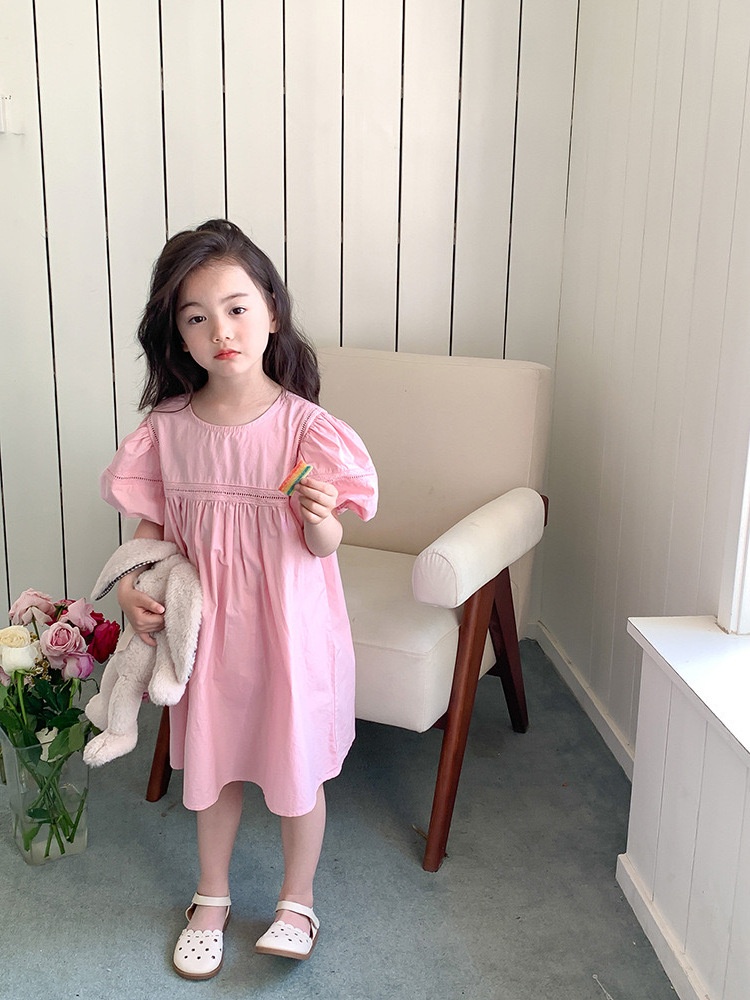 24HA34.04 - VÁY TAY PHỒNG 2 MÀU BÉ GÁI