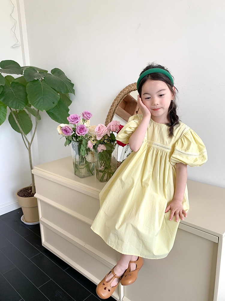 24HA34.04 - VÁY TAY PHỒNG 2 MÀU BÉ GÁI