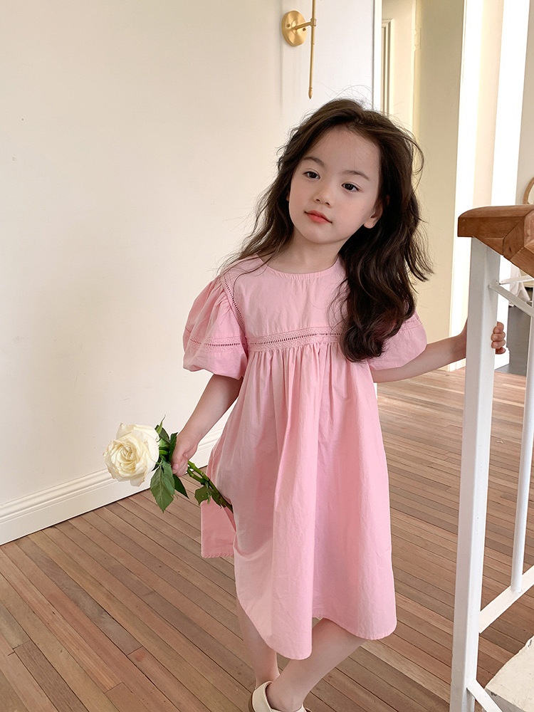 24HA34.04 - VÁY TAY PHỒNG 2 MÀU BÉ GÁI