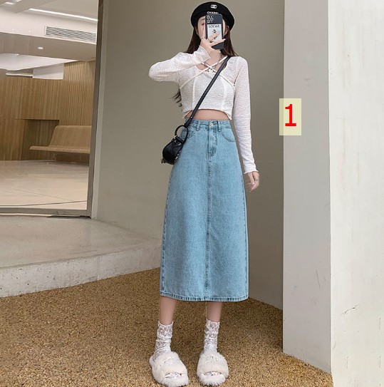 24HA34.15 - CHÂN VÁY JEANS DÁNG DÀI HÀGG QC