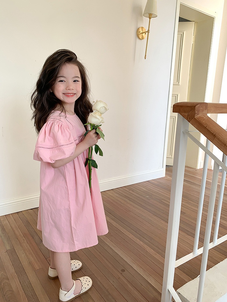 24HA34.04 - VÁY TAY PHỒNG 2 MÀU BÉ GÁI