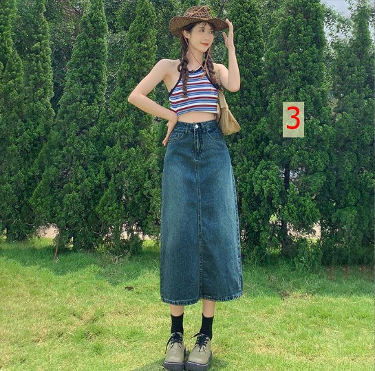 24HA34.15 - CHÂN VÁY JEANS DÁNG DÀI HÀGG QC