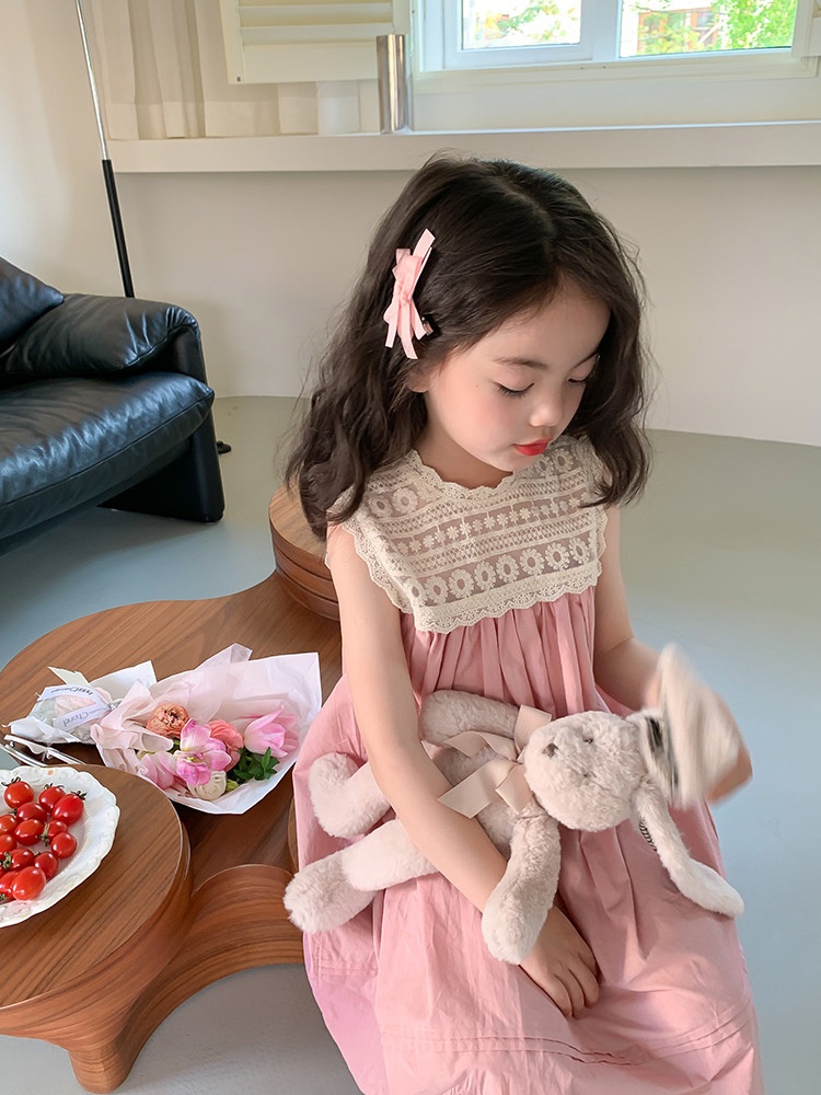24HA54.06 - VÁY BÉ GÁI CỔ REN BA LỖ
