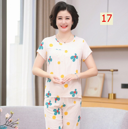 24HH74.01 - BỘ LANH COTTON HOA QCCC CHO BÀ/CHO MẸ