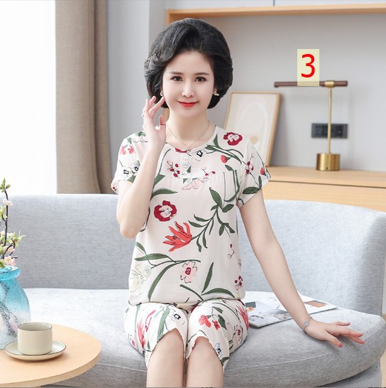 24HH74.01 - BỘ LANH COTTON HOA QCCC CHO BÀ/CHO MẸ
