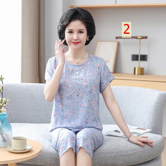 24HH74.01 - BỘ LANH COTTON HOA QCCC CHO BÀ/CHO MẸ