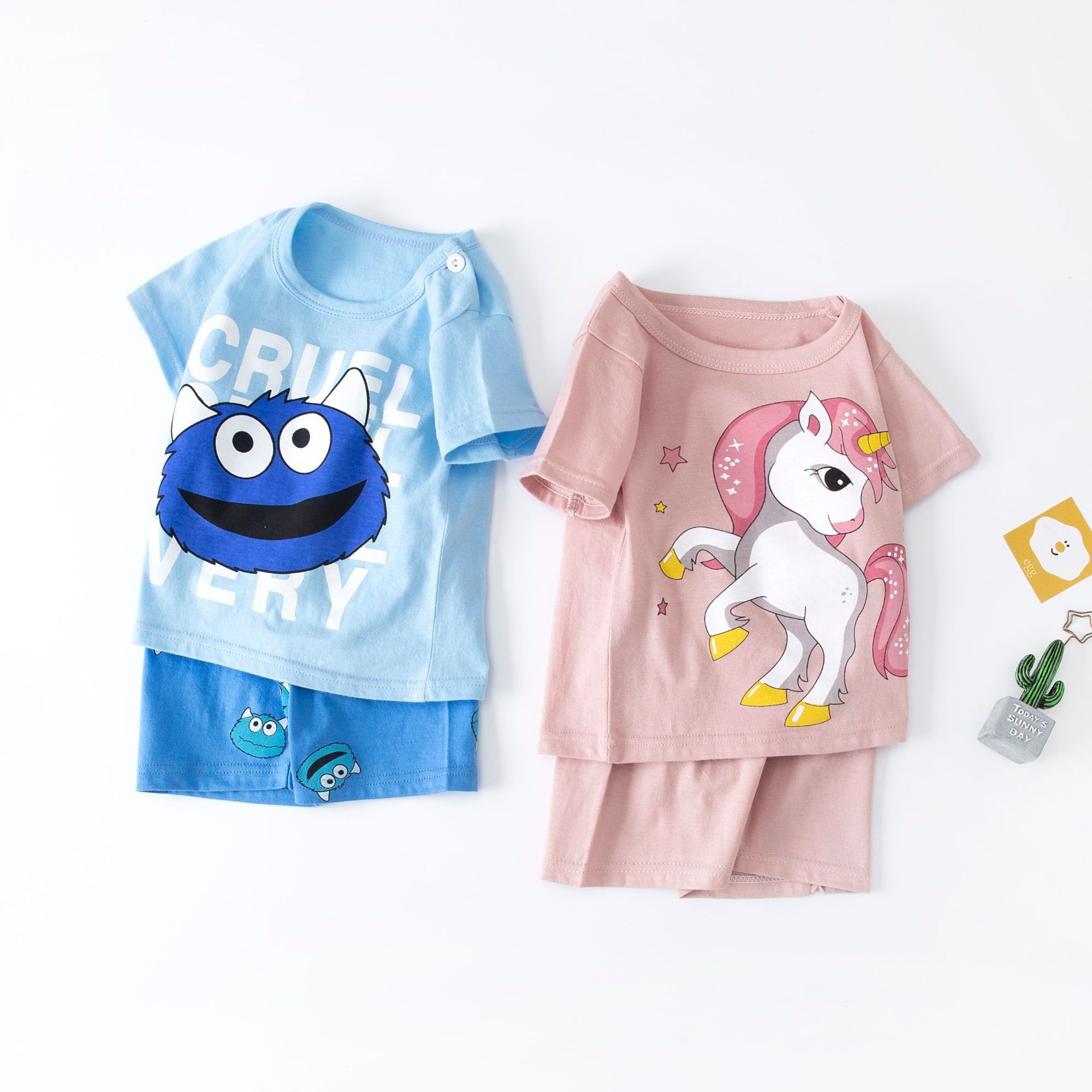 24HA74.06 - SET 2 BỘ MẶC NHÀ COTTON CHO BÉ