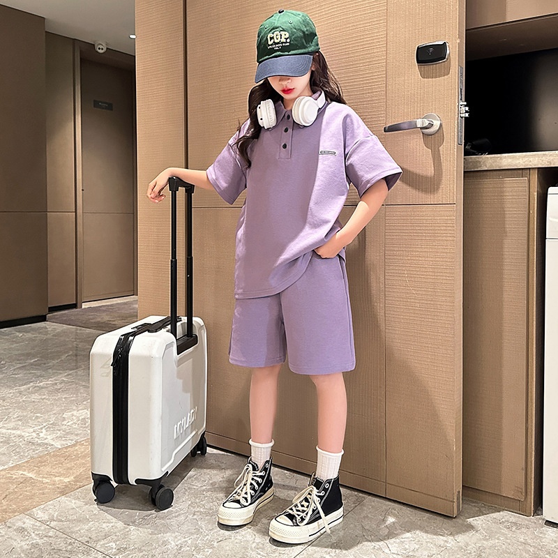 24HA94.02 - BỘ POLO TÍM ĐẠI BÉ GÁI