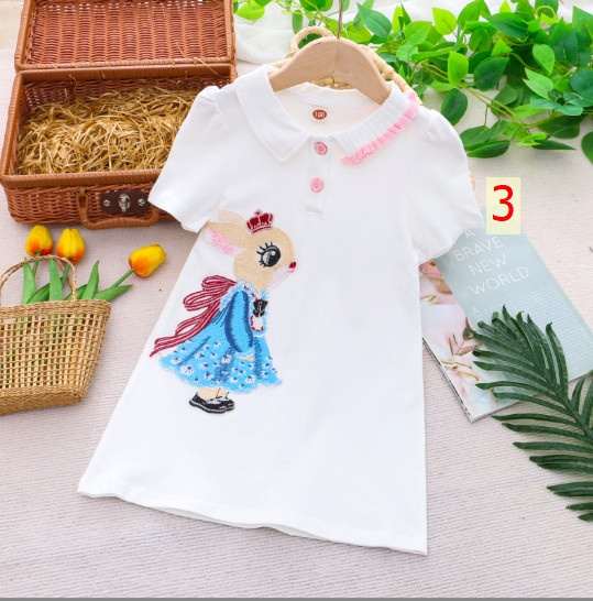 24HH124.10 - VÁY POLO HÌNH THỎ BÉ GÁI.