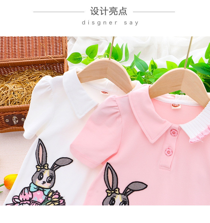 24HH124.10 - VÁY POLO HÌNH THỎ BÉ GÁI.