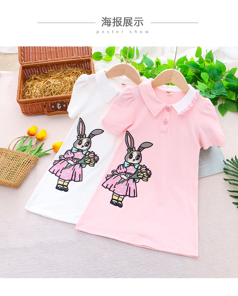 24HH124.10 - VÁY POLO HÌNH THỎ BÉ GÁI.