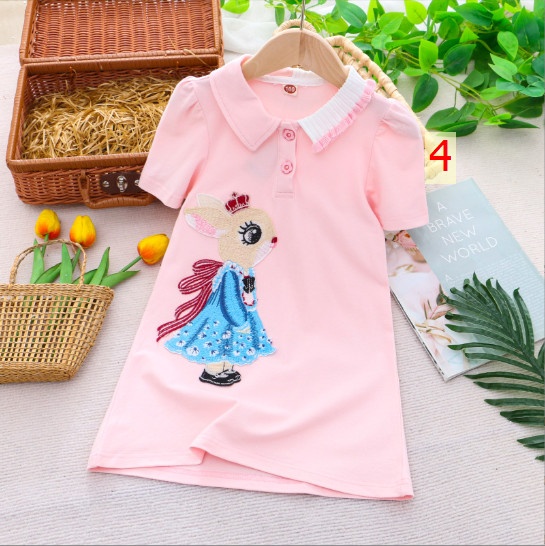 24HH124.10 - VÁY POLO HÌNH THỎ BÉ GÁI.