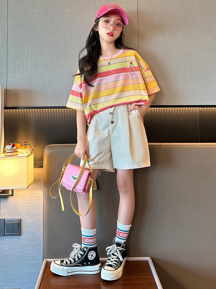 24HH144.13 - BỘ SHORT KẺ MÀU CHO BÉ GÁI