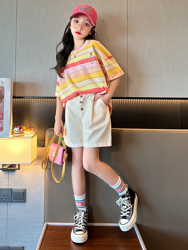 24HH144.13 - BỘ SHORT KẺ MÀU CHO BÉ GÁI