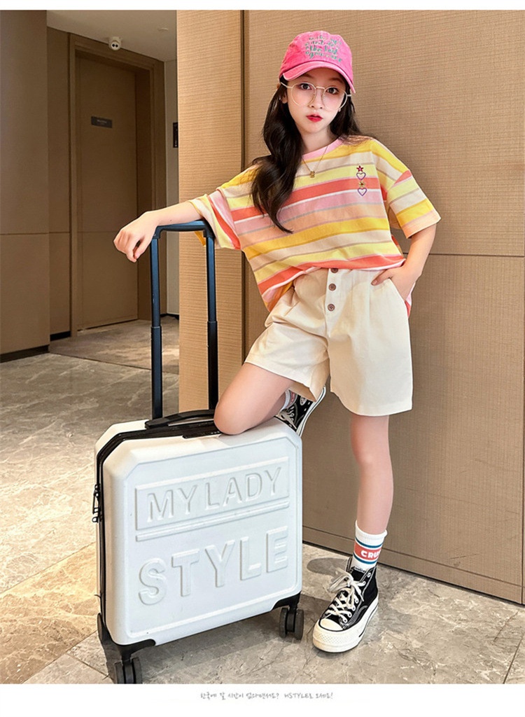 24HH144.13 - BỘ SHORT KẺ MÀU CHO BÉ GÁI