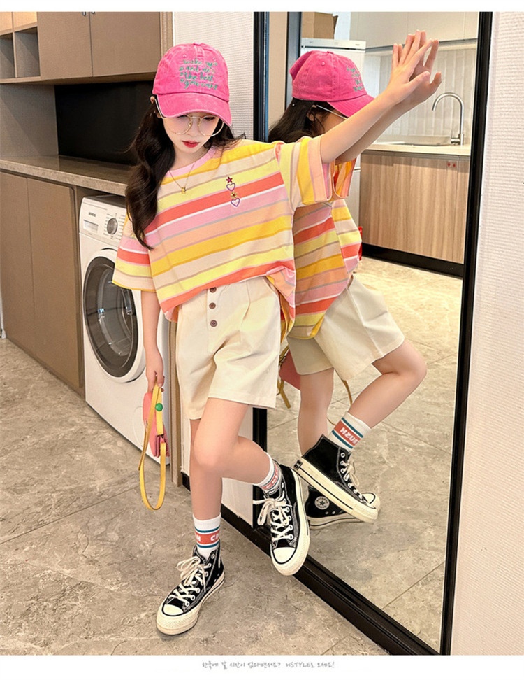 24HH144.13 - BỘ SHORT KẺ MÀU CHO BÉ GÁI