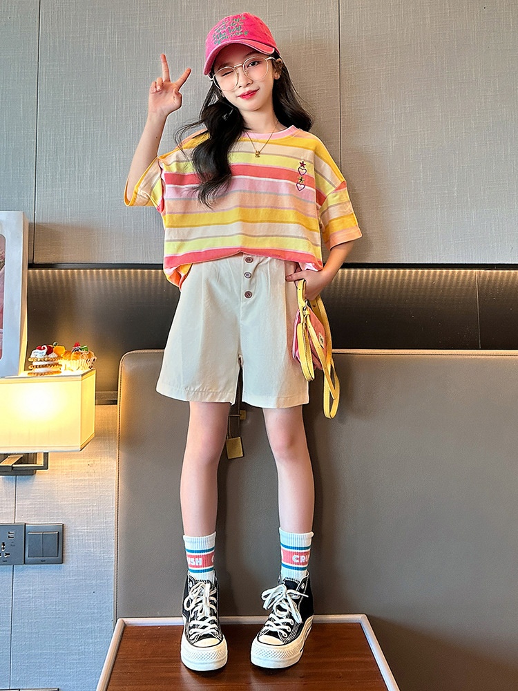 24HH144.13 - BỘ SHORT KẺ MÀU CHO BÉ GÁI