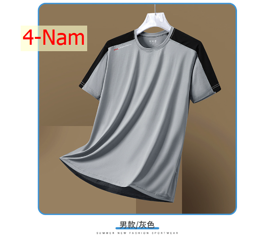 24HH244.10 - ÁO THUN LỤA BĂNG CỔ TRÒN NAM NỮ