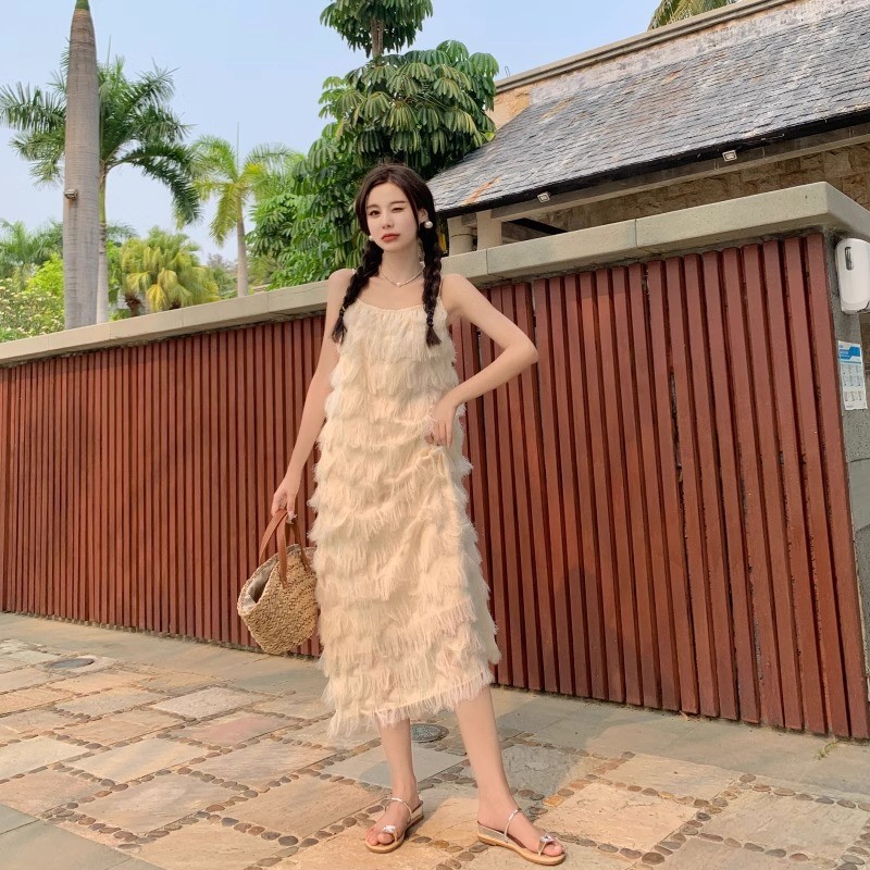 24HA254.09 - VÁY 2 DÂY MAXI TRẮNG