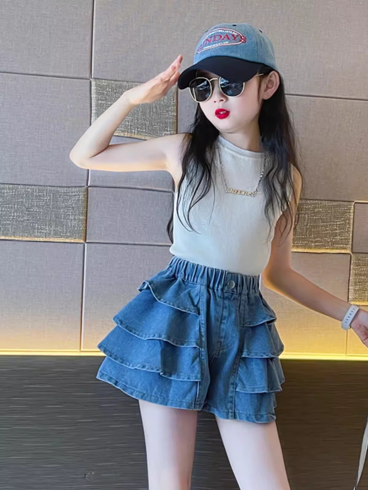 24HH274.01 - QUẦN GIẢ VÁY XẾP BÈO TẦNG
