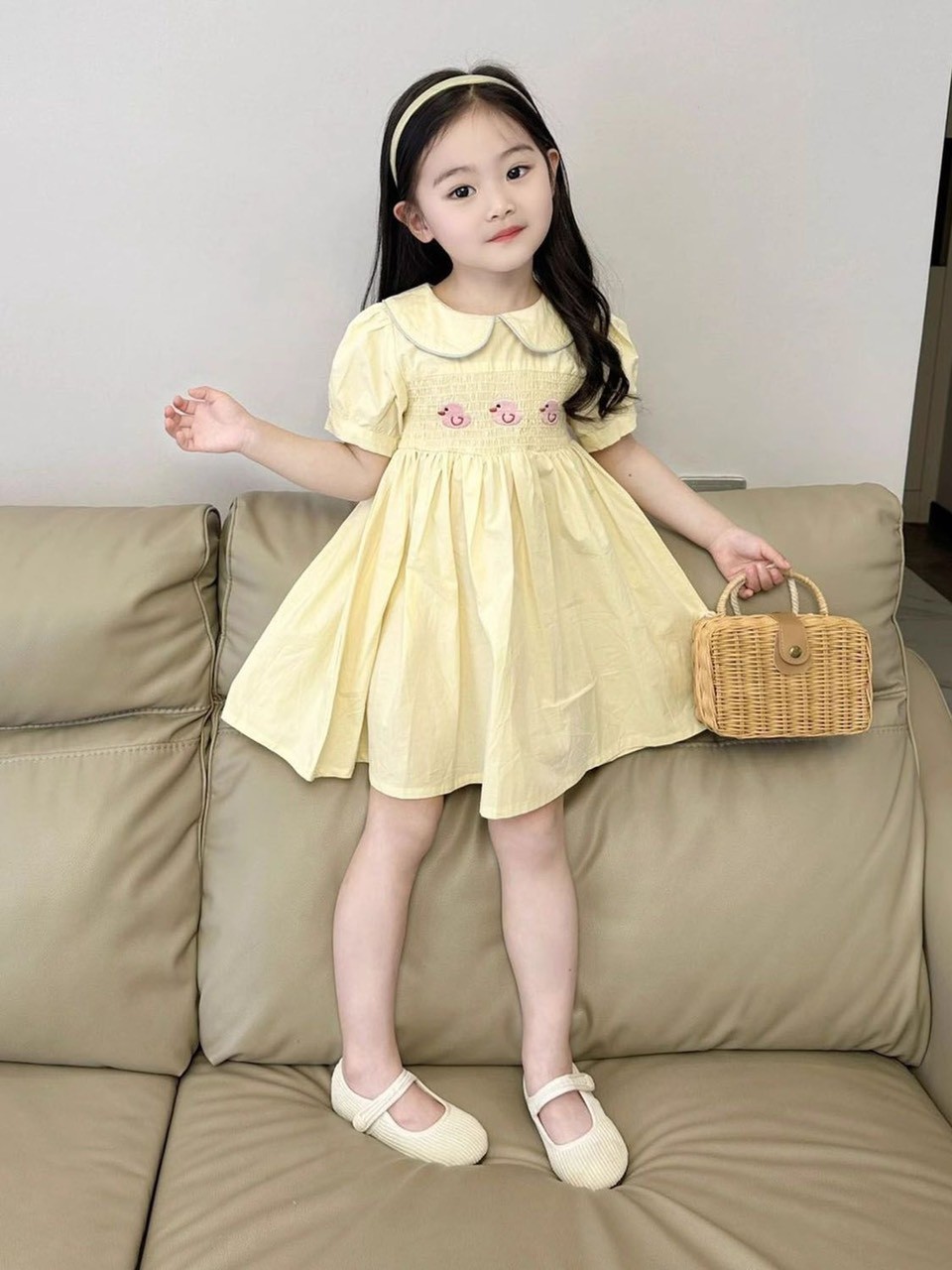 24HA304.11 - VÁY BABYDOLL THÊU CHÚ VỊT DỄ THƯƠNG
