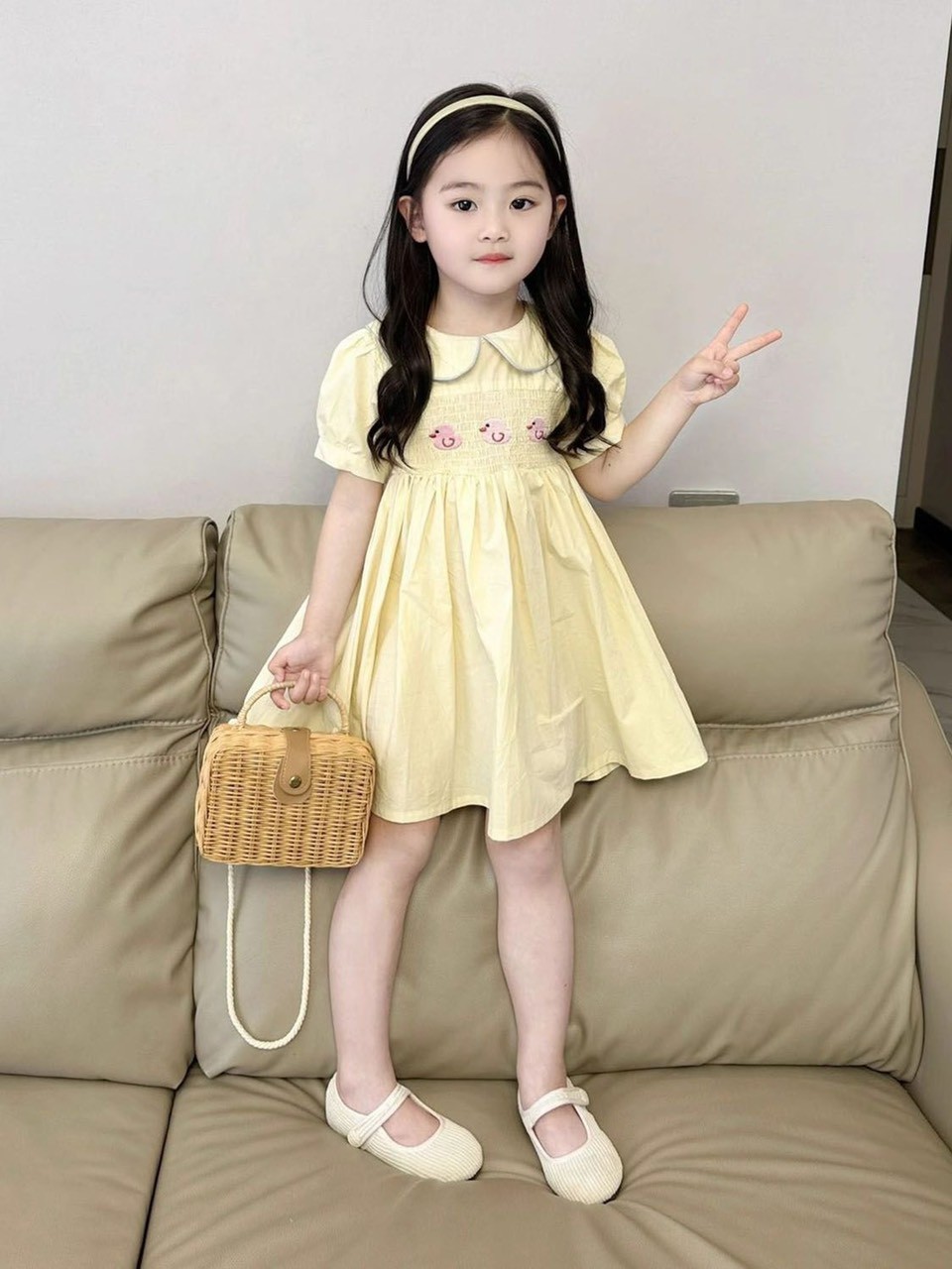 24HA304.11 - VÁY BABYDOLL THÊU CHÚ VỊT DỄ THƯƠNG