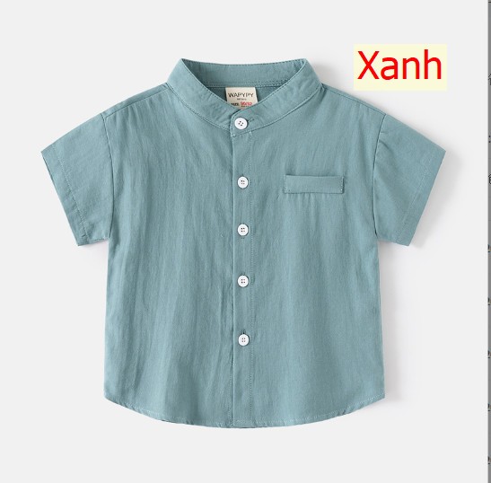 24HH15.04 - ÁO SƠ MI CỔ TRỤ WAPYPY BÉ TRAI