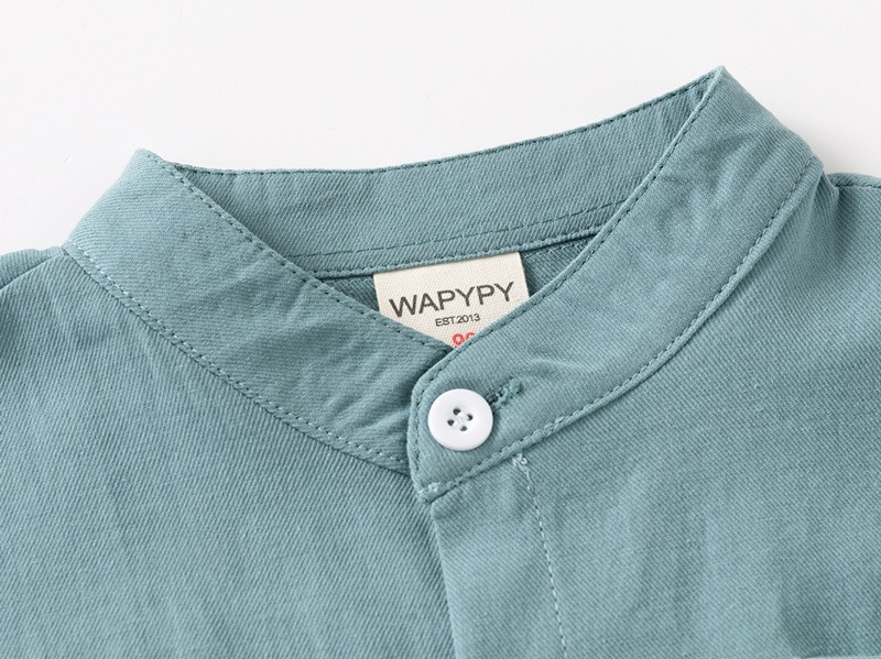 24HH15.04 - ÁO SƠ MI CỔ TRỤ WAPYPY BÉ TRAI