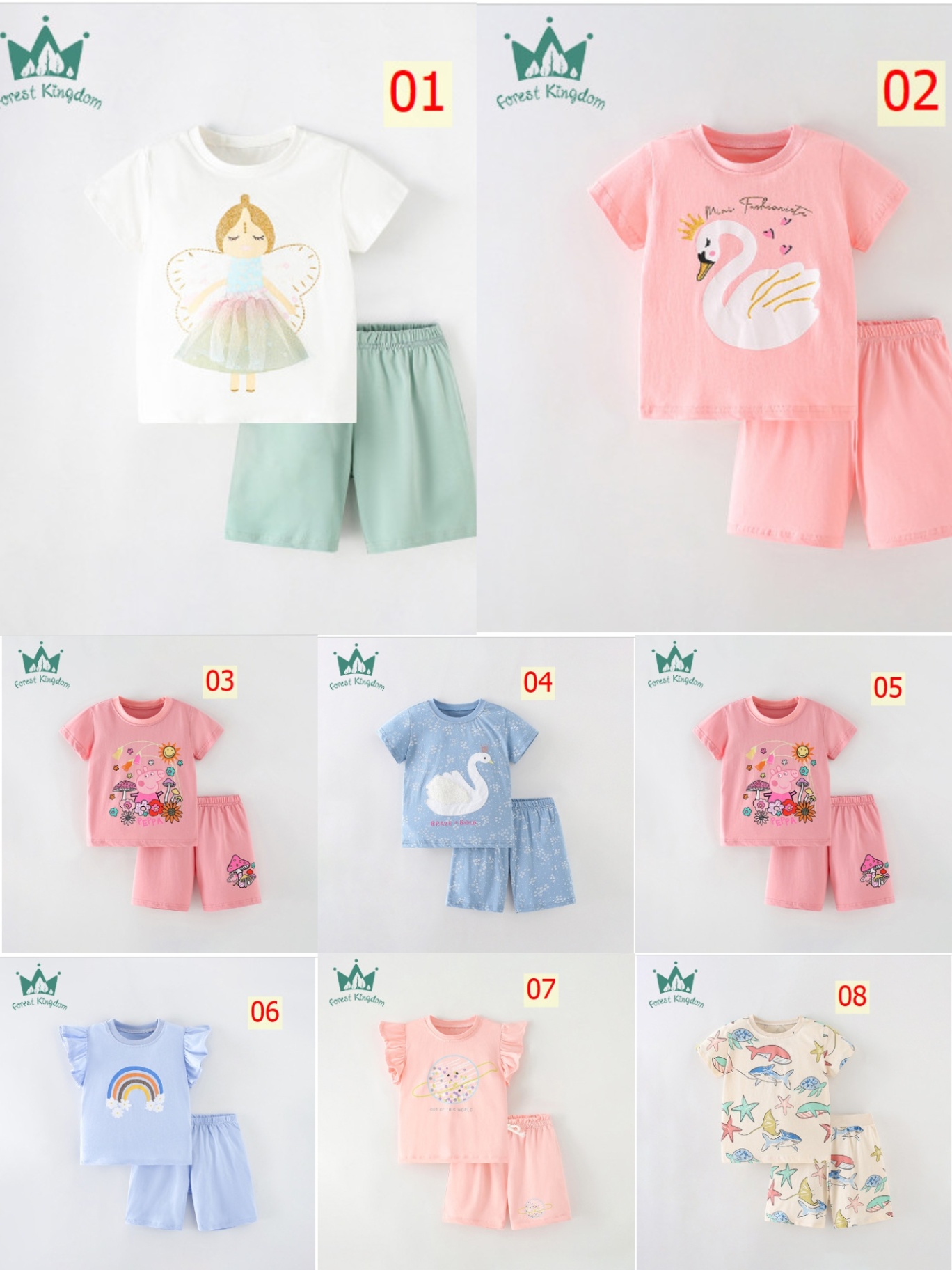 24HA105.14 - BỘ COTTON BÉ GÁI FORESTKINGDOM